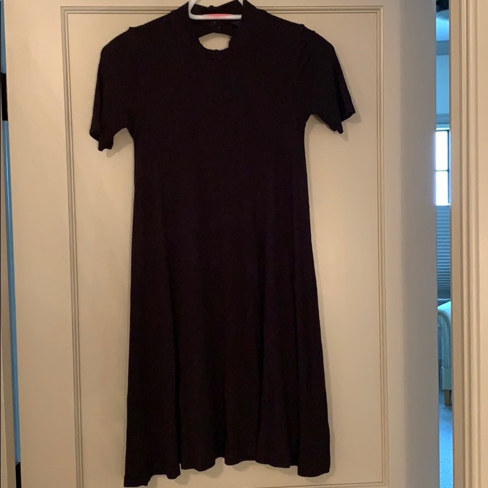 American Eagle Black Ribbed Mock Neck Dress